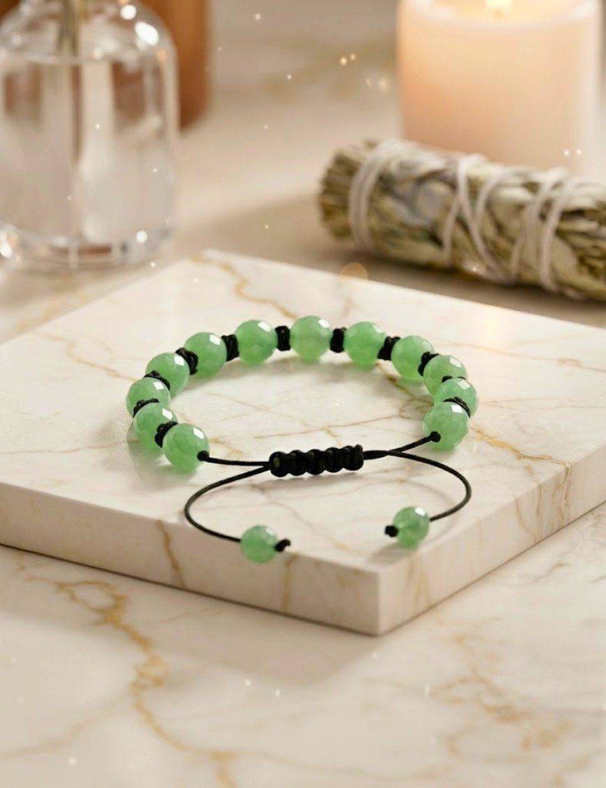 Bracelet en macramé boule facettée Aventurine