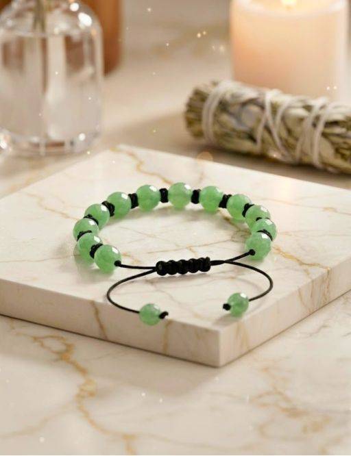  Bracelet en macramé boule facettée Aventurine
