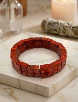 Bracelet Corail rouge rectangle