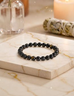 Bracelet perles - Obsedienne Noire - 8mm