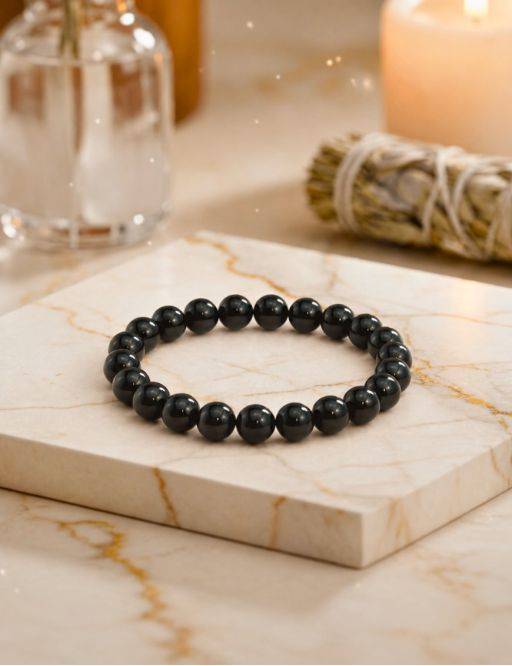 Bracelet perles - Tourmaline noire