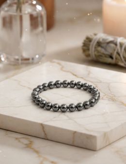 Bracelet perles 8mm - Hématite 