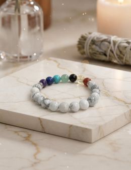 Bracelet perles 8mm - Howlite - 7 Chakras