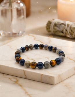 Bracelet perles 8mm - Labradorite - Tourmaline - Oeil de tigre perles 8mm