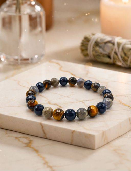 Bracelet perles 8mm - Labradorite - Tourmaline - Oeil de tigre perles 8mm