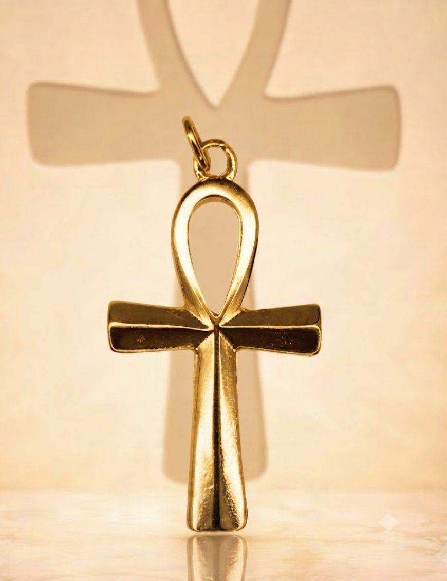 Croix d'Ankh - Médaille talismanique - Doré - 4cm