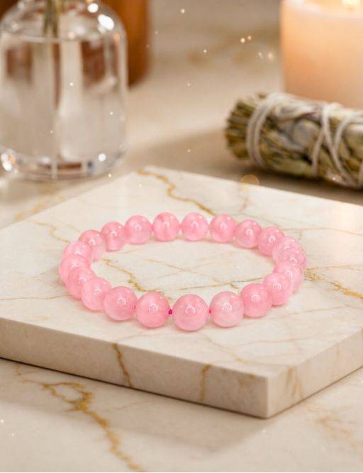 Bracelet perles 8mm - Quartz rose