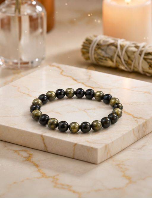 Bracelet perles Obsidienne oeil céleste 12 mm Bracelet perles Obsidienne oeil céleste 12 mm