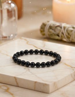 Bracelet perles Tourmaline noire 6 mm