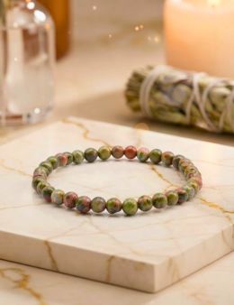 Bracelet Unakite perles 4mm