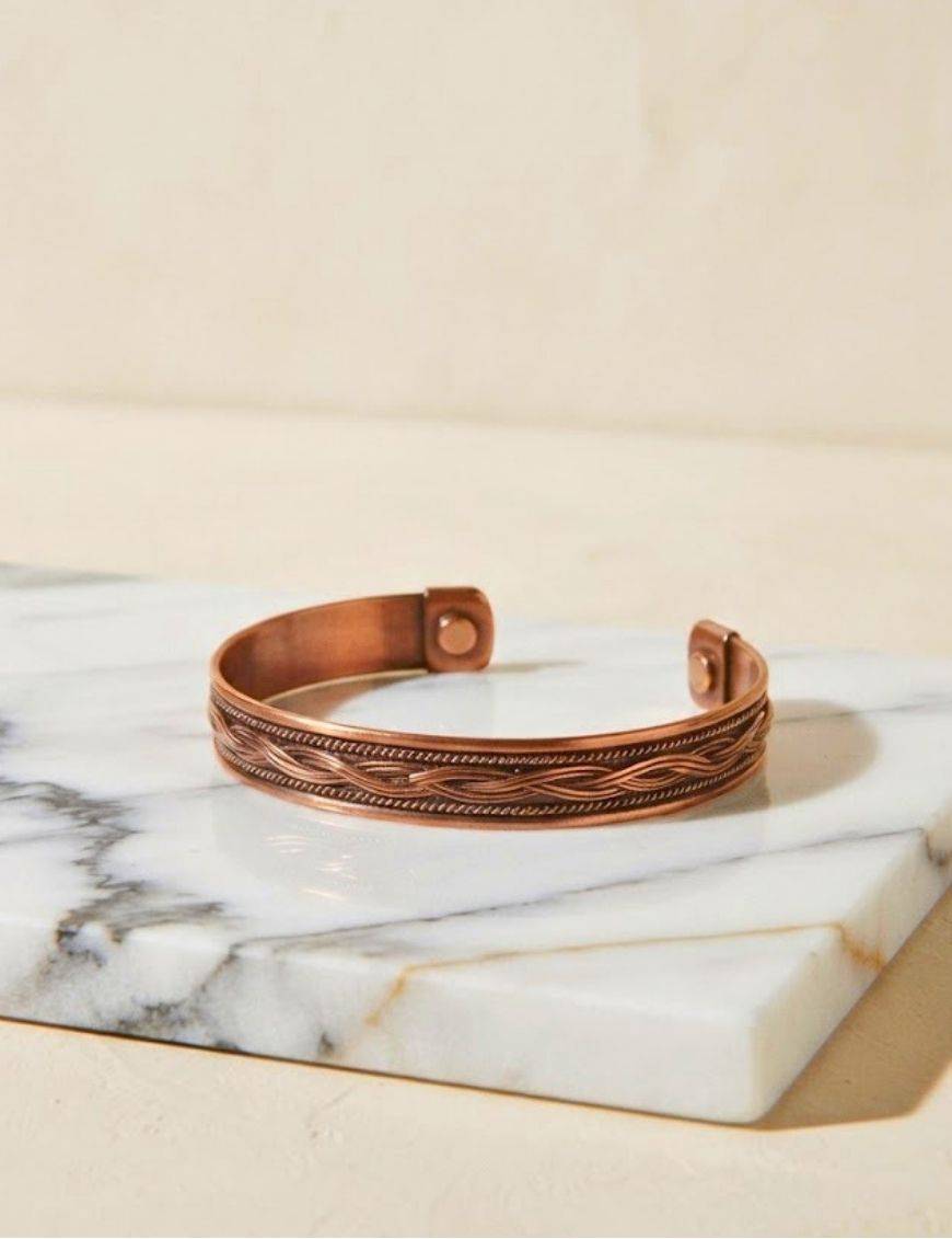 Bracelet Magnétique en Cuivre – Vagues Entrelacées