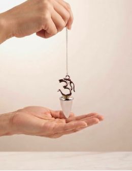 Pendule divinatoire OM & Quartz rose conique | Méditation & amour