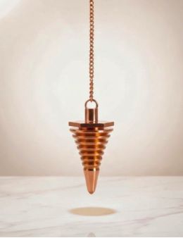 Pendule divinatoire métal conique cuivré avec chaîne cuivrée - Diamètre 1,5 cm