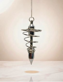 Pendule spirale argentée à ressort ouvert petit modèle| Radiesthésie