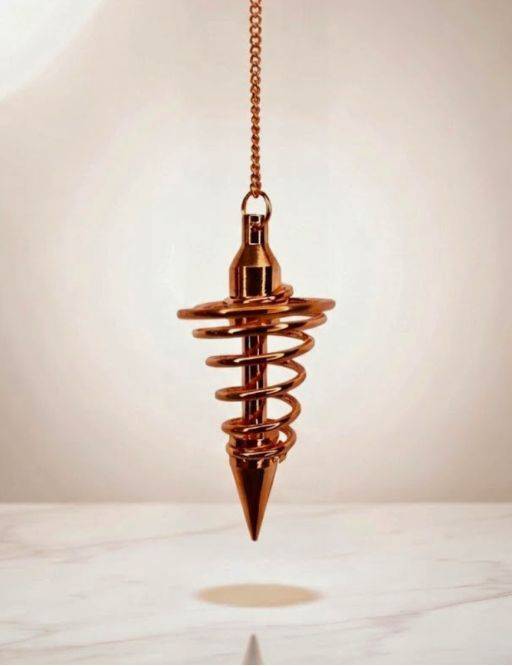 Pendule spirale cuivrée à ressort ouvert | Radiesthésie