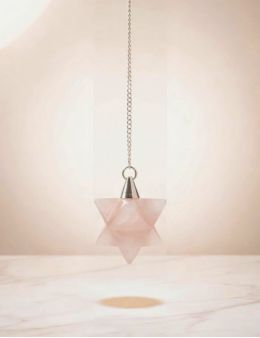 Pendule divinatoire Merkaba quartz rose - Harmonie & radiesthésie