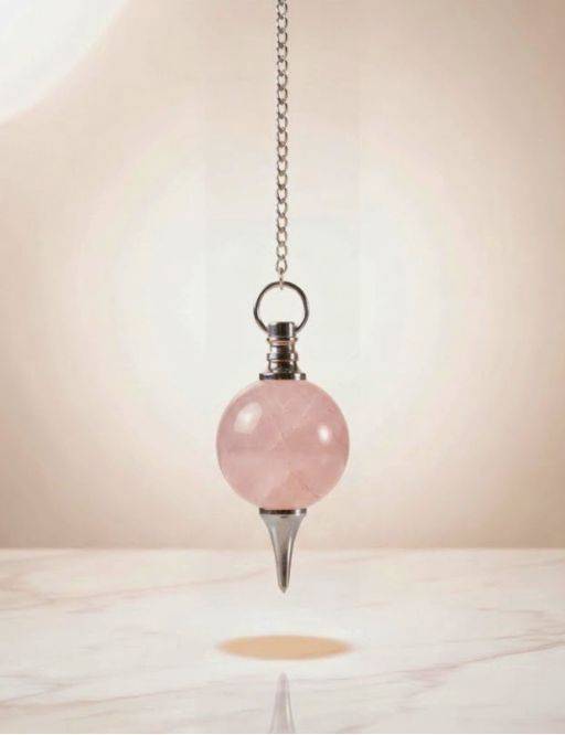 Pendule divinatoire quartz rose goutte - amour & tendresse