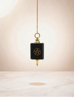 Pendule pentagramme noir et doré : protection & intuition