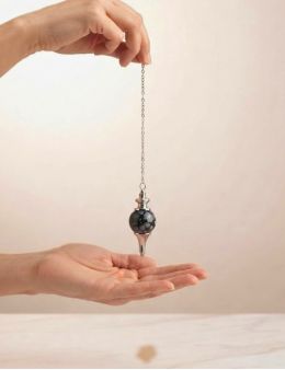 Pendule Obsidienne neige : Intuition & ancrage en radiesthésie