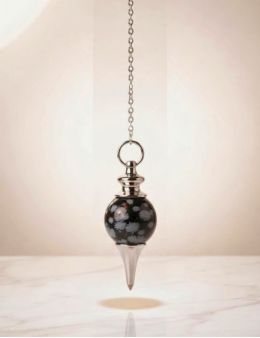 Pendule Obsidienne neige : Intuition & ancrage en radiesthésie