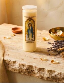 Bougie de neuvaine vitrail Vierge Miraculeuse