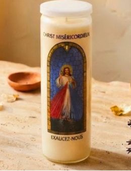 Bougie de neuvaine vitrail Christ Miséricordieux