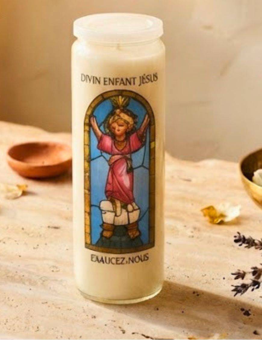 Bougie de neuvaine vitrail Enfant Jésus 
