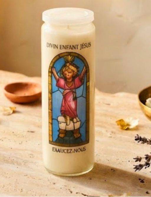 Bougie de neuvaine vitrail Enfant Jésus 