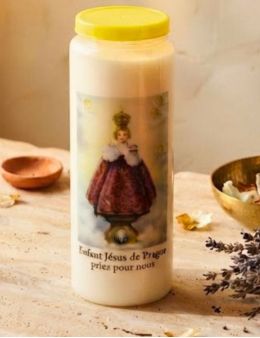 Bougie de neuvaine Enfant Jésus de Prague + prière