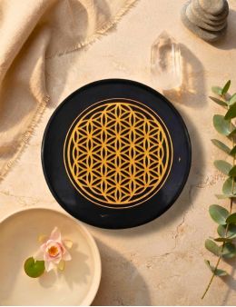 Plaque de rechargement - Shungite - Fleur de vie - 8cm