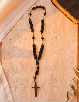 Chapelet dominicain bois, perles plates marron