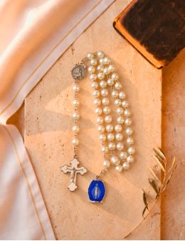 Chapelet chaînette, croix et médaille émaillées