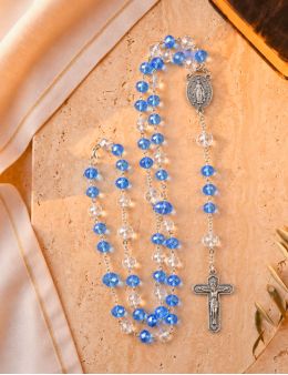 Chapelet Chaine - Perles Bleues et Cristal