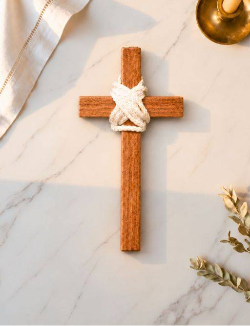 Croix communion bois 9.5 cm + cordon