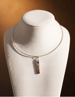 Pendentif argent pierres des chakras long