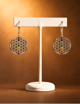 Boucles d'oreilles Acier inoxydable - 7 chakras - Linéaire 