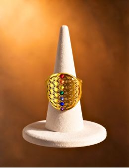 Bague plaquée Or - 7 chakras
