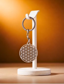 Porte-clé Acier inoxydable - Fleur de vie