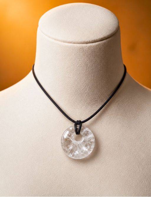 Pendentif pierre ronde percée - Quartz - Cristal de roche