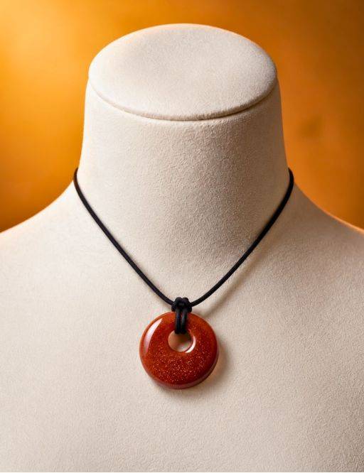 Pendentif pierre ronde percée - Pierre du soleil - Pierre d'or