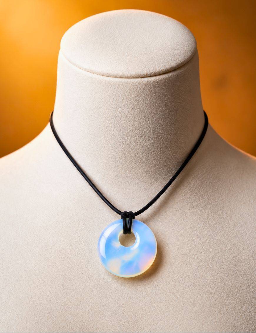 Pendentif pierre ronde percée - Opalite