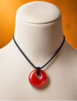 Pendentif pierre ronde percée - Cornaline