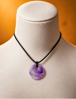 Pendentif pierre ronde percée - Améthyste