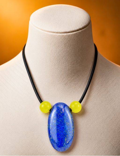 Collier corde et pierres, composition unique Lapis Lazuli et calcite jaune