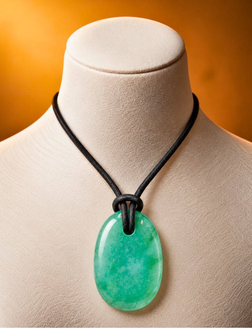 Collier corde et pendentif Aventurine ovale