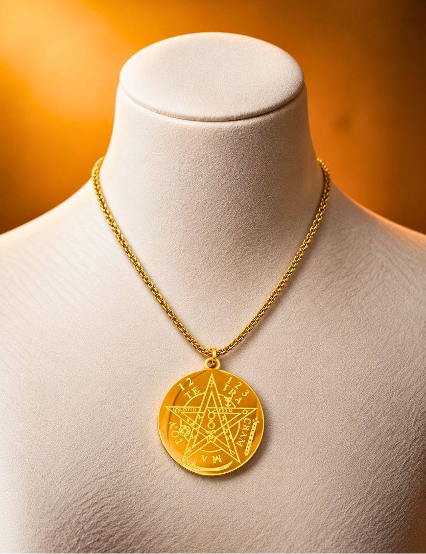  Pendentif Acier inoxidable Doré - Tétragrammaton Plein- 28mm