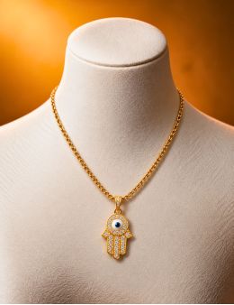 Collier à main de Fatima en œil grec 