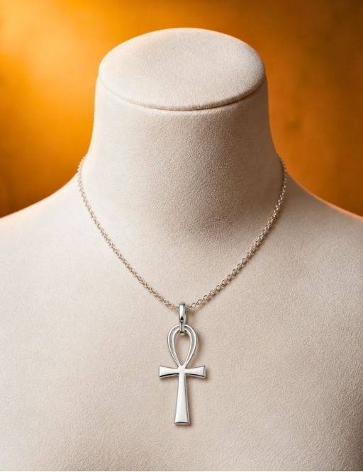 Pendentif Croix Ankh - Argent - 4 cm