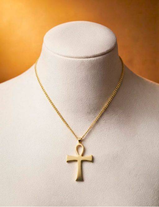 Pendentif en plaqué or Croix de vie - Croix d'Ankh - Croix ansée