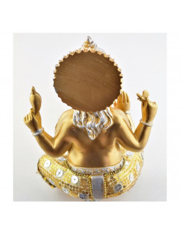 Statue Ganesha assis 20 cm - Or et argent en résine
